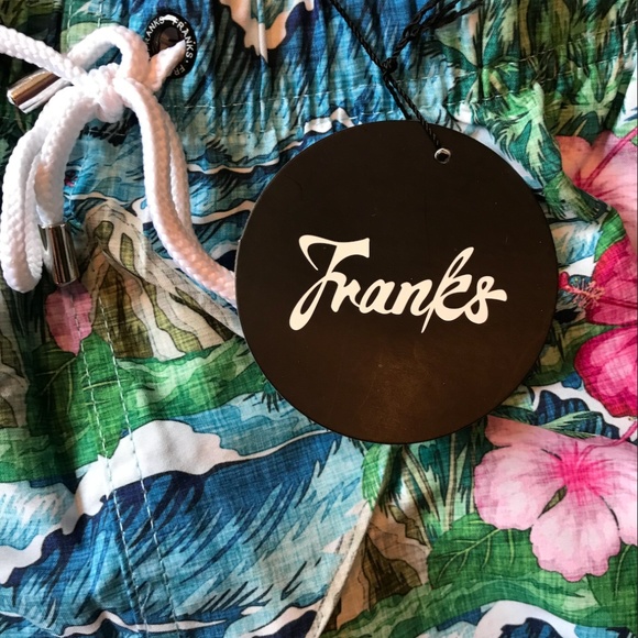 Franks Australia Mens Mid-Length Oahu Swim Trunks Floral Tropical designer M - Picture 2 of 11